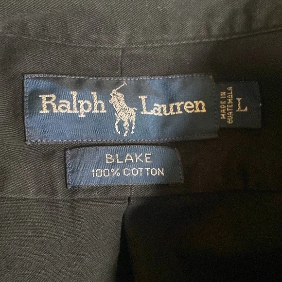 Ralph Lauren “Blake” size large 100% cotton black button down - Picture 4 of 5